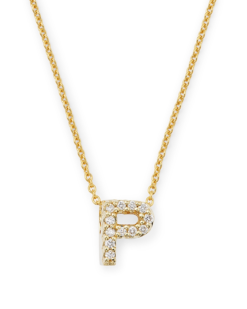Roberto Coin 18K Yellow Gold and Diamond Initial Love Letter Pendant Necklace, 16