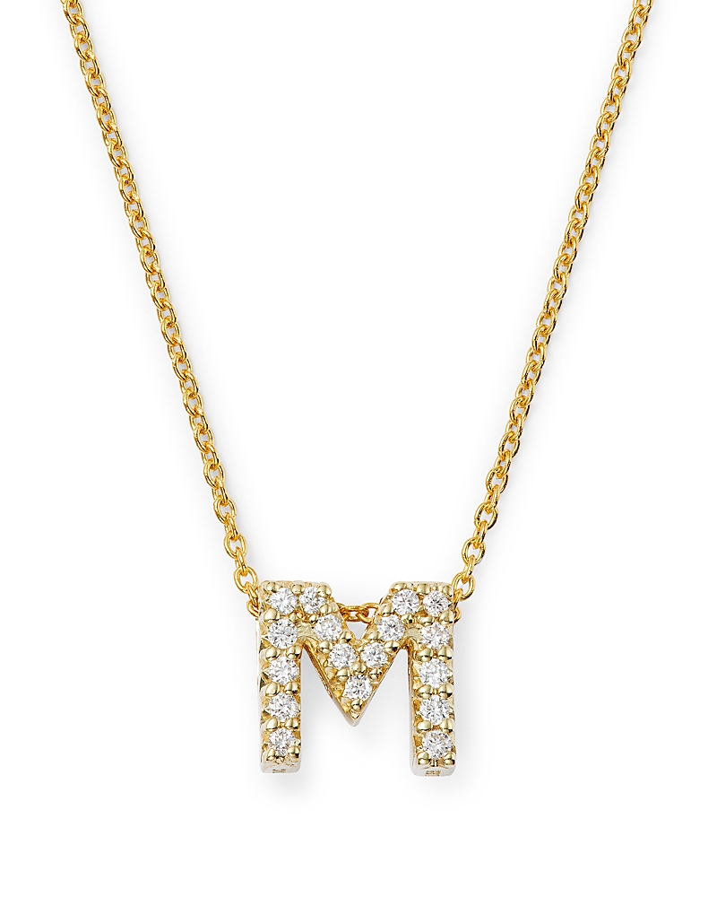 Roberto Coin 18K Yellow Gold and Diamond Initial Love Letter Pendant Necklace, 16
