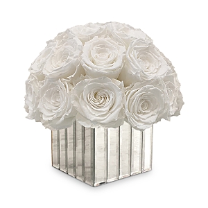 Rose Box Nyc Modern Box With Half Ball Of Roses In Pure White