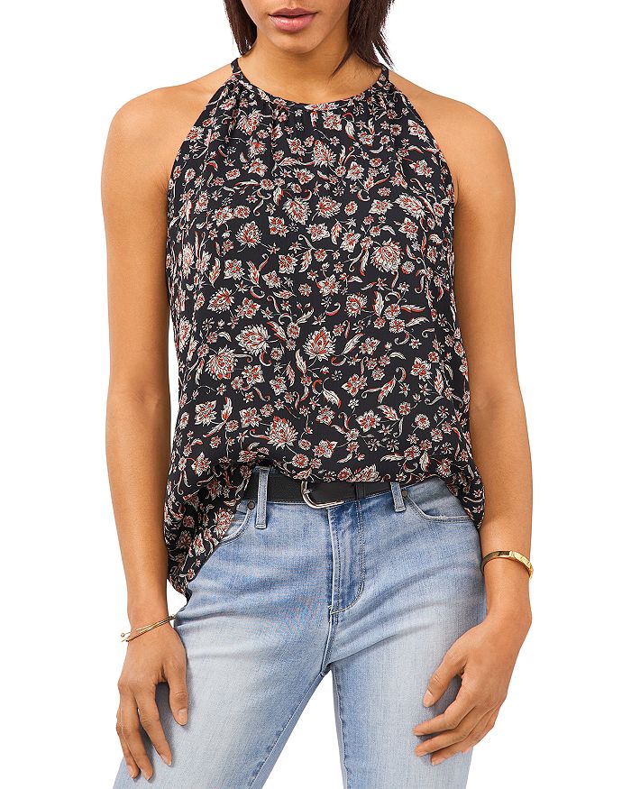 VINCE CAMUTO Floral Print Sleeveless Top | Bloomingdale's