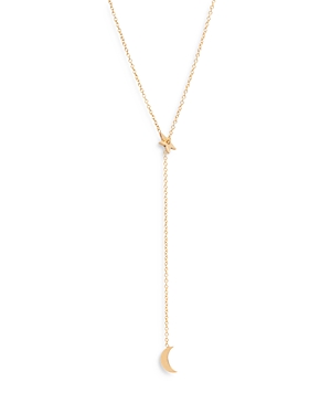 Click to view more detailed imagery on our partner's website Zoë Chicco 14k Yellow Gold Midi Bitty Star & Moon Lariat Necklace, 28