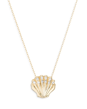 Adina Reyter 14k Yellow Gold Sea Creatures Clamshell Diamond Pendant Necklace, 16