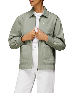 Whistles Zip Front Cargo Jacket In Pale Green