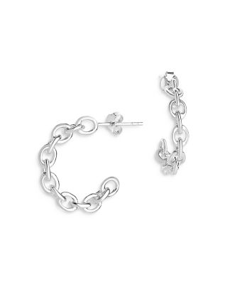 Sterling Silver Open Link Hoop Earrings