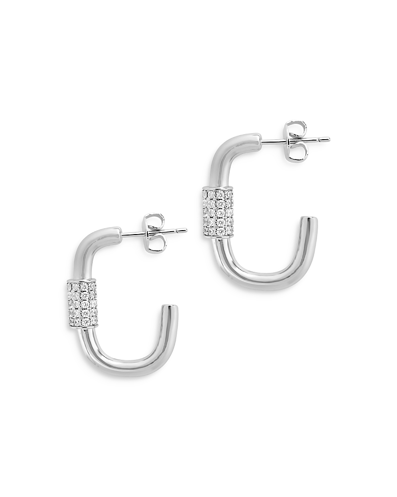 Sterling Forever Oval Carabiner Hoop Earrings