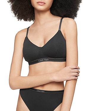 Shop Calvin Klein Pure Ribbed Lightly Lined Bralette In Black