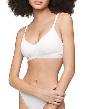 Shop Calvin Klein Pure Ribbed Lightly Lined Bralette In White