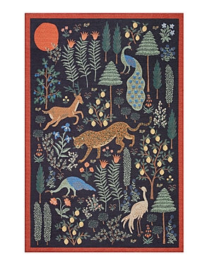 Rifle Paper Co Menagerie Men-01 Area Rug, 3'9 X 5'9 In Black