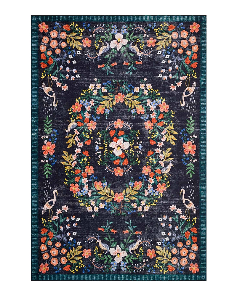 Rifle Paper Co . Palais Pal-03 Area Rug, 5' X 7'6 In Black/multi