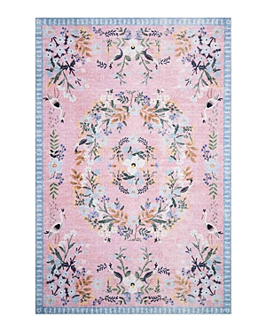Rifle Paper Co Palais Pal-03 Area Rug, 7'6 X 9'6 In Rose/sky
