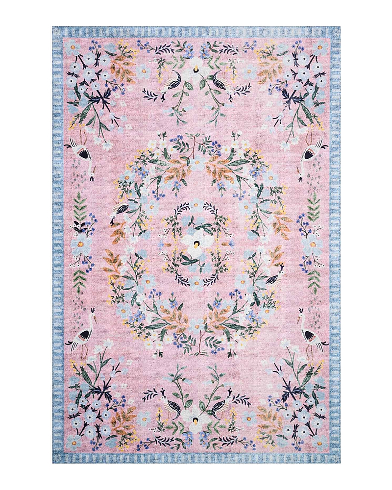 Rifle Paper Co . Palais Pal-03 Area Rug, 3'9 X 5'9 In Rose/sky