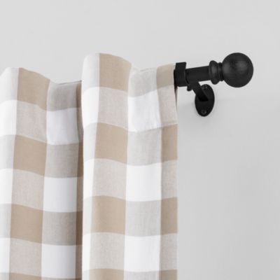 Farmhouse Adjustable Curtain Rod with Hammered Ball Finials, 28"-48"