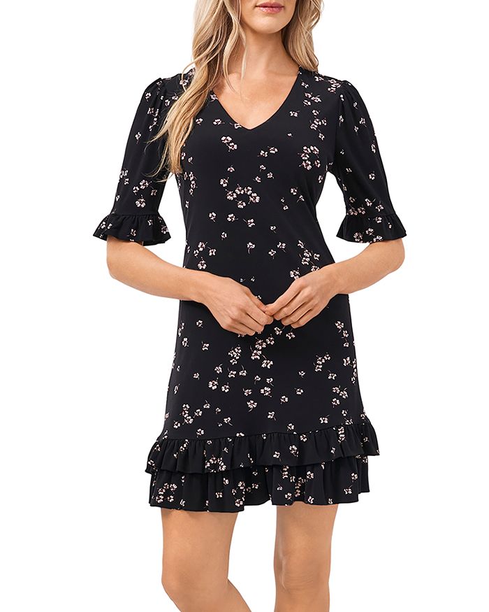 CeCe Cascading Florets Ruffle Dress Bloomingdale s