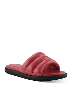 Marc Fisher Ltd Women's Yessy Slip On Slide Sandals In Dark Red Leather