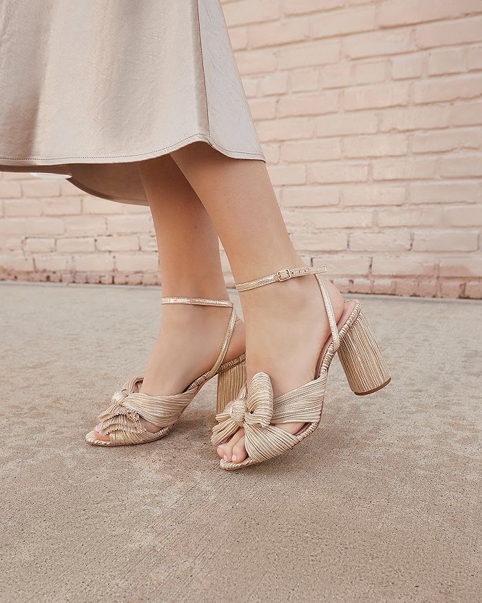 Shop Loeffler Randall Women's Camellia Bow High Heel Sandals In Platinum