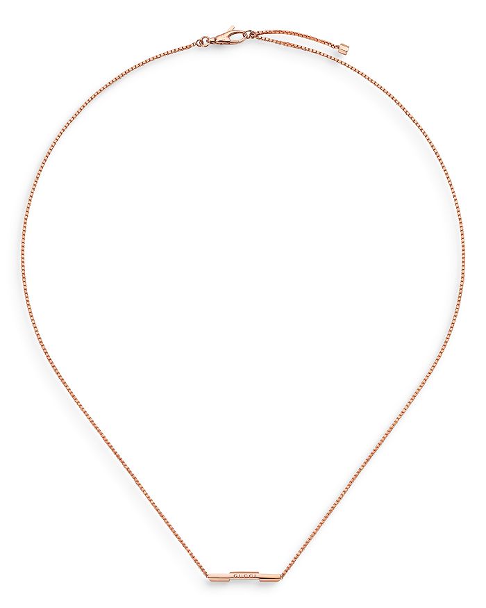 Gucci - 18K Rose Gold Link To Love Bar Necklace, 17.7"