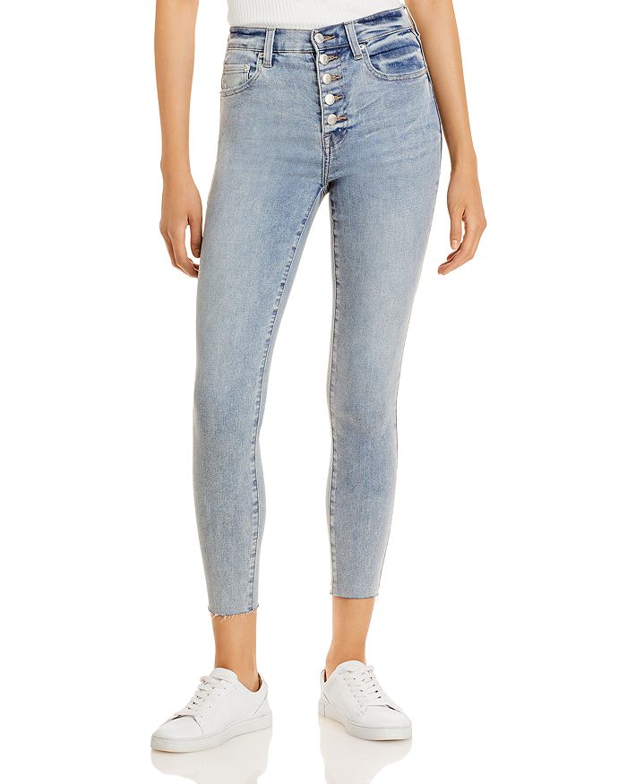 Pistola High Rise Button Fly Skinny Jeans in Medium Blue | Bloomingdale's