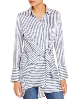 aqua tie front long sleeve dress