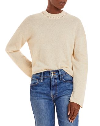 THEORY $395 Women's Teen factory Cashmere Crop Top Sweater w/ Zip Shoulders