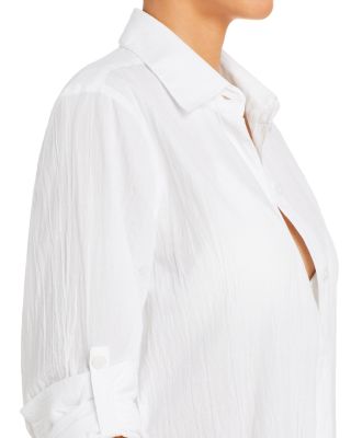 Crinkle Boyfriend Shirt Swim Cover-Up