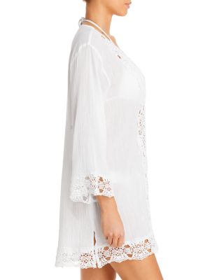 Island Fare Crocheted Lace Trim Tunic Swim Cover-Up