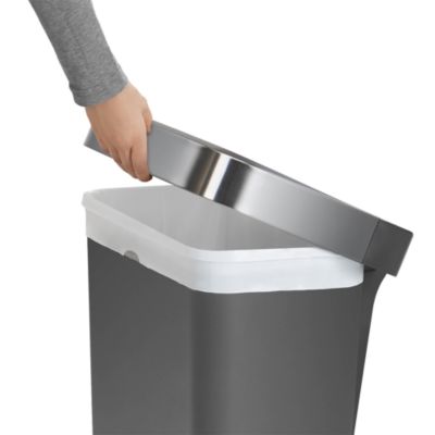 45 Liter Rectangular Liner Rim Kitchen Trash Can with Liner Pocket