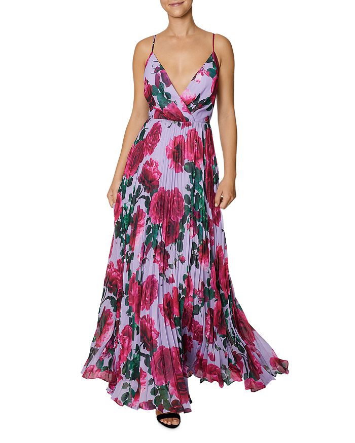 Laundry by Shelli Segal Rose Print Pleated Maxi Dress Bloomingdale s