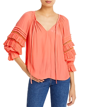 Ramy Brook Graham Embellished Peasant Top In Mimosa