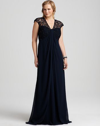 Tadashi Shoji Plus Size Cap-Sleeved Cage Gown | Bloomingdale's
