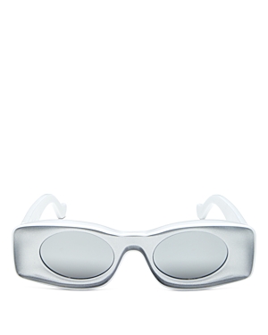 Shop Loewe Paula's Ibiza Rectangle Sunglasses, 49mm In Silver/gray Mirrored Solid