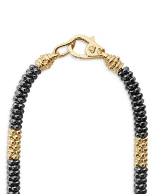 Ceramic & 18K Yellow Gold Black Caviar Necklace, 16" 