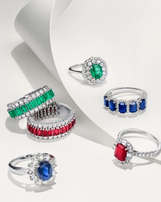 Blue Sapphire and Diamond Statement Ring in 14K White Gold&nbsp;