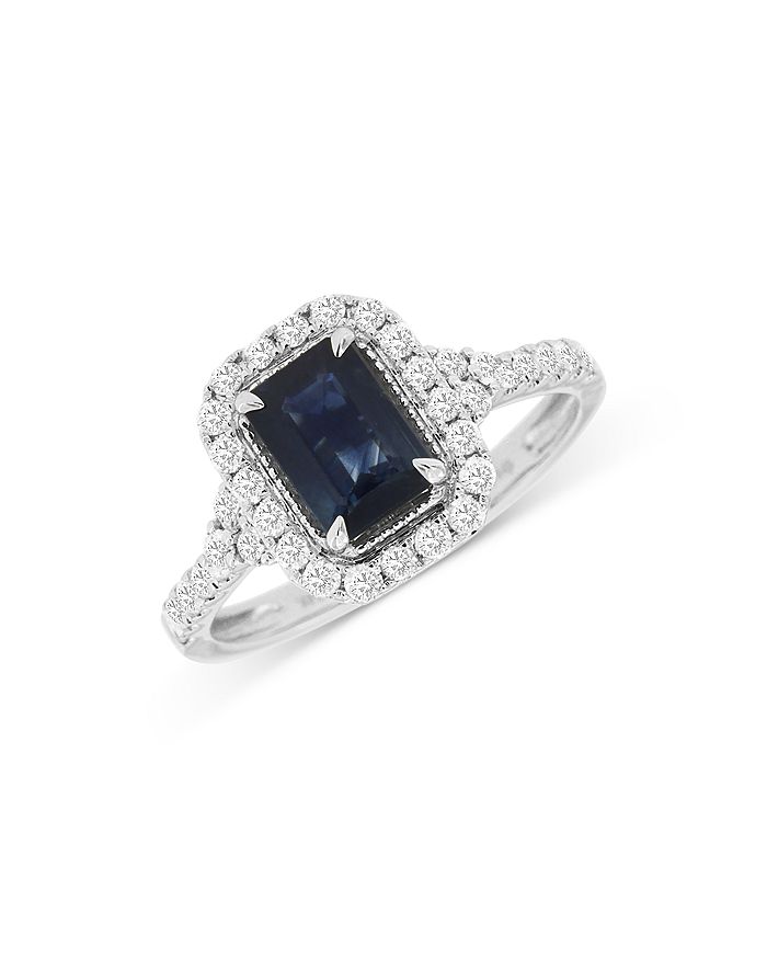 Bloomingdale s Sapphire Diamond Halo Ring in 14K White Gold