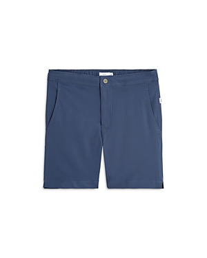Onia Calder Nylon Blend Solid Regular Fit Swim Trunks In Denim