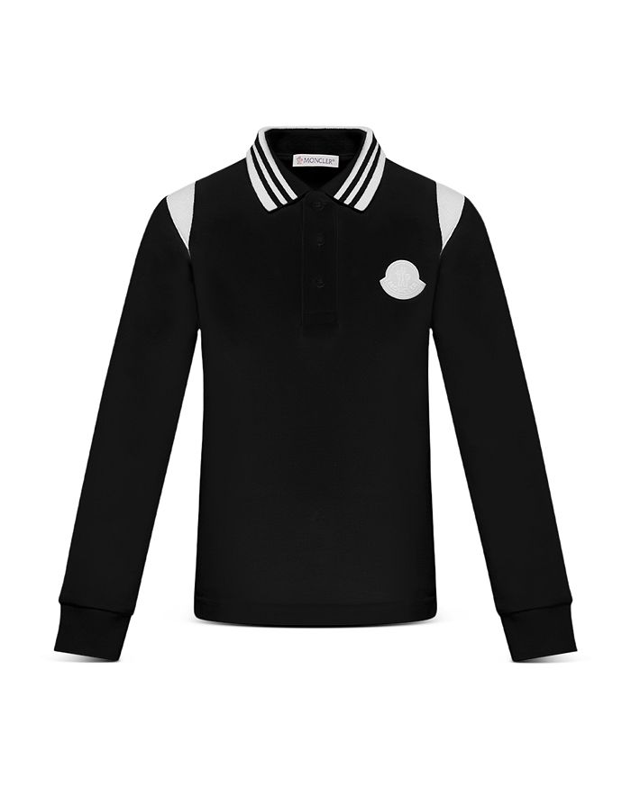 Moncler Unisex Long Sleeve Cotton Polo - Little Kid In Black
