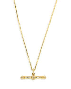 Bloomingdale's Round & Baguette Diamond T- Bar Necklace in 14K Yellow Gold, 0.27 ct. t.w. - 100% Exc