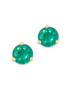 Shop Bloomingdale's Emerald Stud Earrings In 14k Yellow Gold - 100% Exclusive In Green/gold