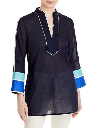 Tory Burch Cotton Colorblocked Tunic | Bloomingdale's