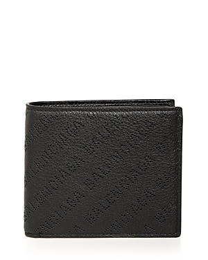 Balenciaga Perforated Logo Leather Bifold Wallet In Noir