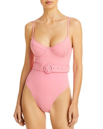 Jonathan Simkhai Noa Ribbed Belted Bustier One Piece Swimsuit Bloomingdale S