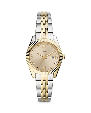 Fossil Scarlette Mini Quartz Crystal Gold Dial Ladies Watch Es4949 In Gold/two Tone