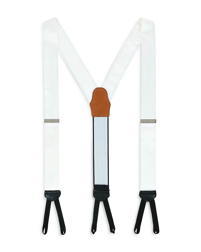 Trafalgar Banbury Tone On Tone Paisley Silk Formal Suspenders In White