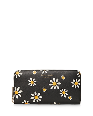 Kate Spade New York Spencer Leather Continental Wallet In Black Daisy/gold