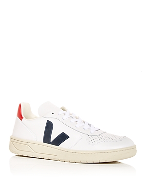 Veja V-10 Lace-up Sneakers In Natural/red