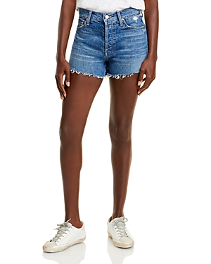 Mother The Tomcat Distressed Denim Shorts in Playing With Scissors
