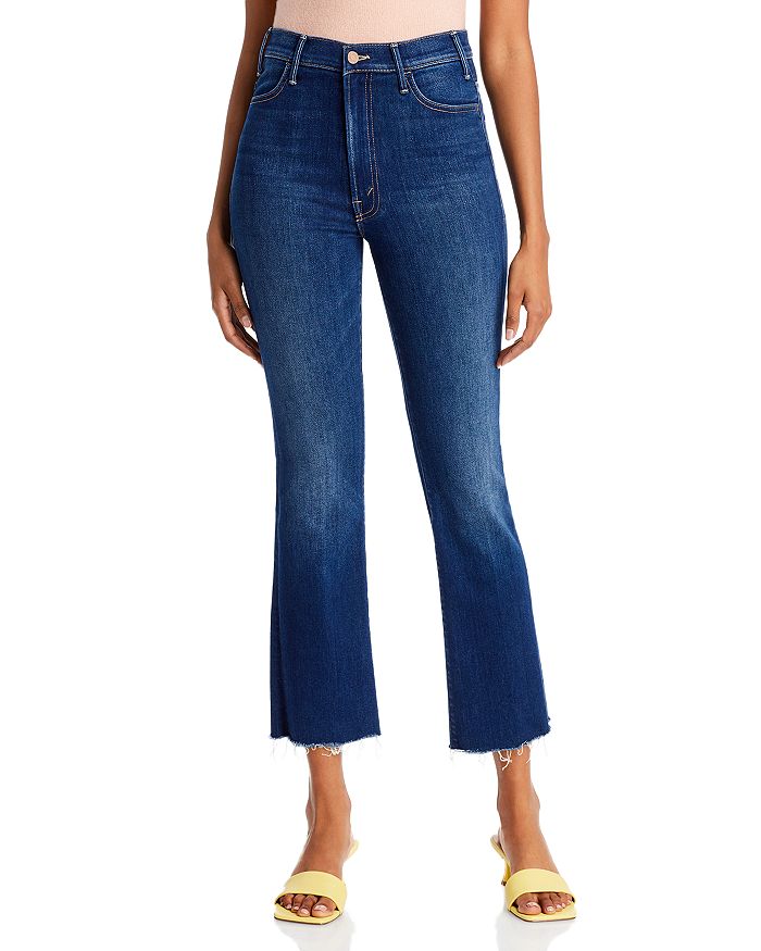 Mother The Hustler High Rise Frayed Flare Leg Ankle Jeans In Home Movie
