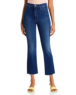 Shop Mother The Hustler High Rise Frayed Flare Leg Ankle Jeans In Home Movie