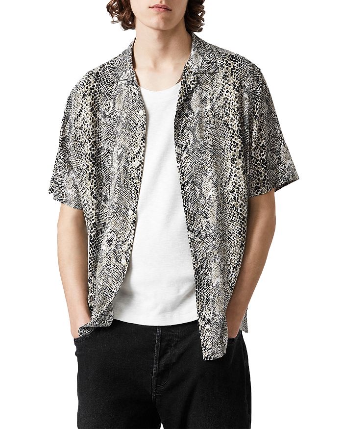 ALLSAINTS Starburn Relaxed Fit Star Print Camp Shirt