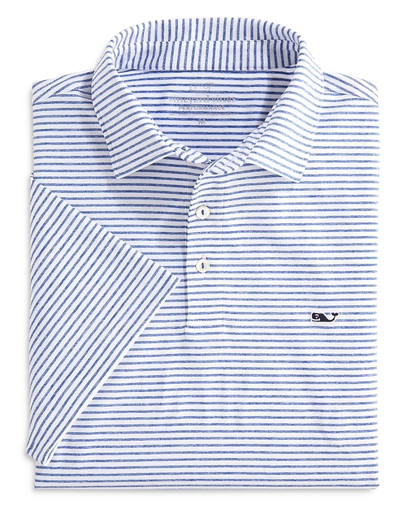 Vineyard Vines Bradley Striped Sankaty Polo Shirt In Yacht Blue