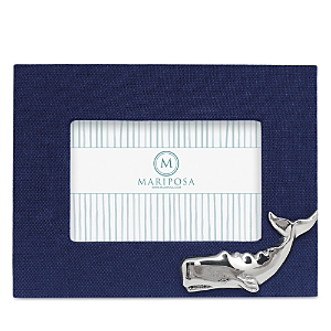Mariposa Navy Blue Linen Frame With Whale Icon, 4 X 6